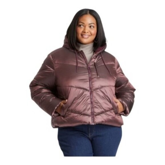NWT Ava & Viv Women's Plus Size Water Resistant Brown Puffer Jacket Size 4X New - Picture 1 of 4